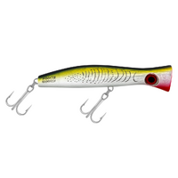 Halco Roosta Popper Surface Lure 195mm Chrome Gold Black